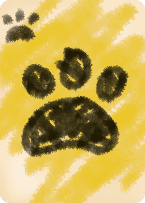 Wild card: a paw print on a yellow wash