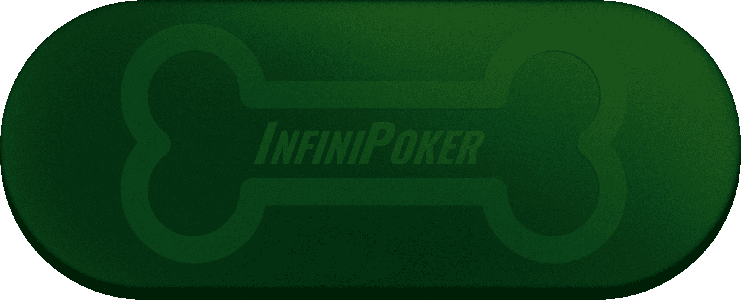 The InfiniPoker logo: the name on a green poker table with a bone outline